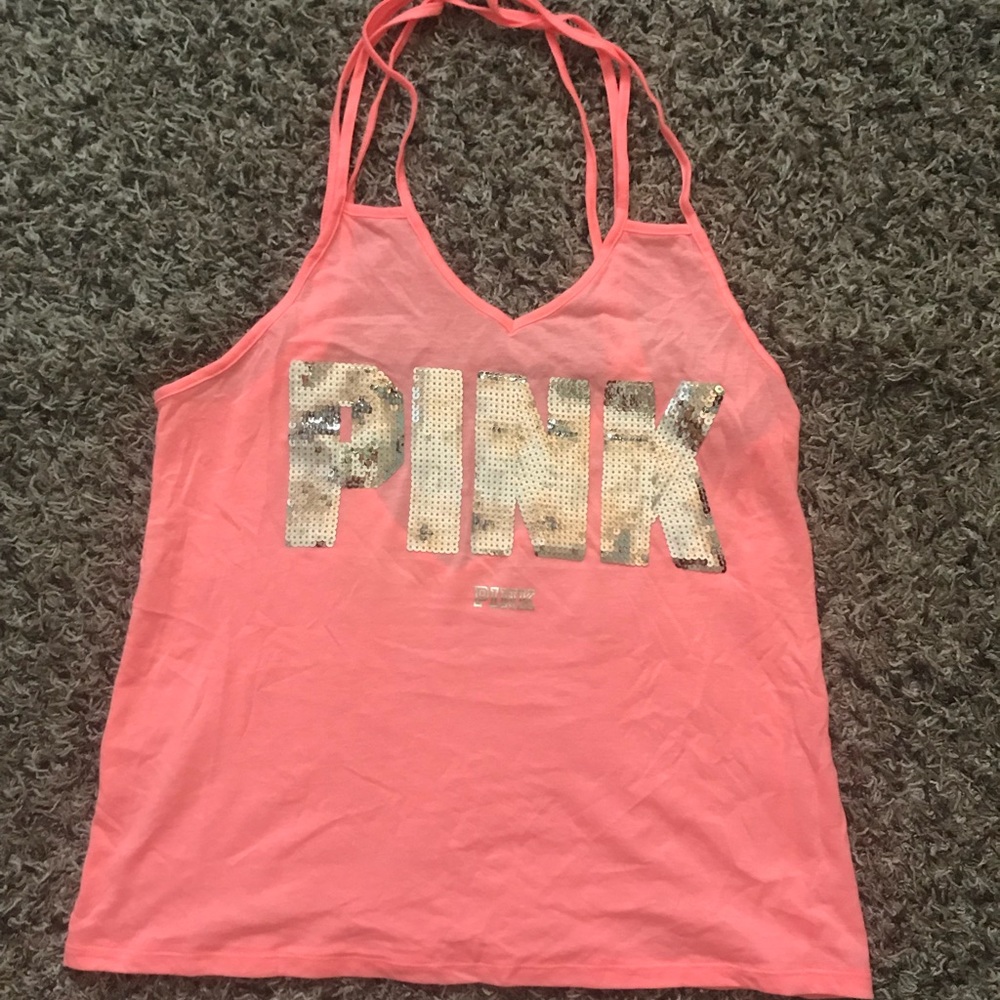 Neon orange sequin tank NEVER WORN